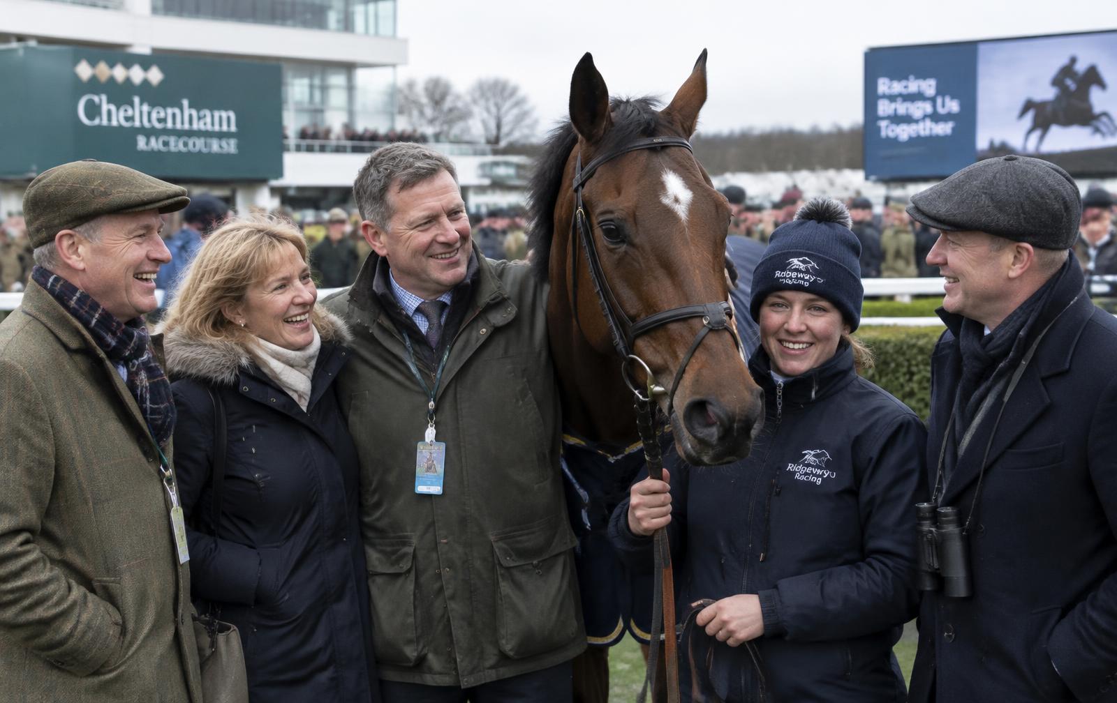 Syndicate owners with their horse at the races